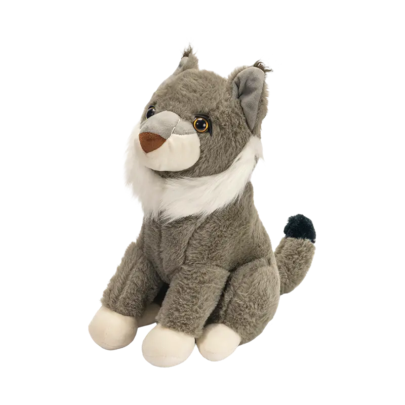 Thú nhồi bông ngồi lynx đồ chơi sang trọng động vật hoang dã đồ chơi sang trọng