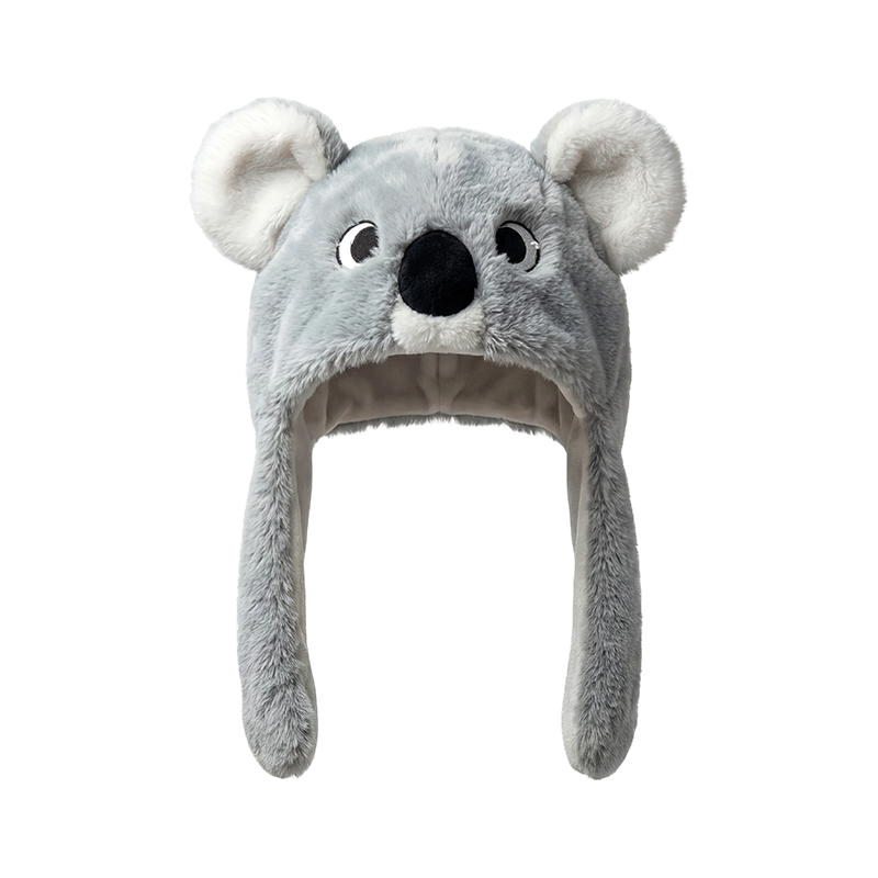 Mũ tai koala sang trọng màu xám