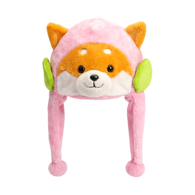 Mũ nhồi bông Shiba Inu màu hồng đáng yêu